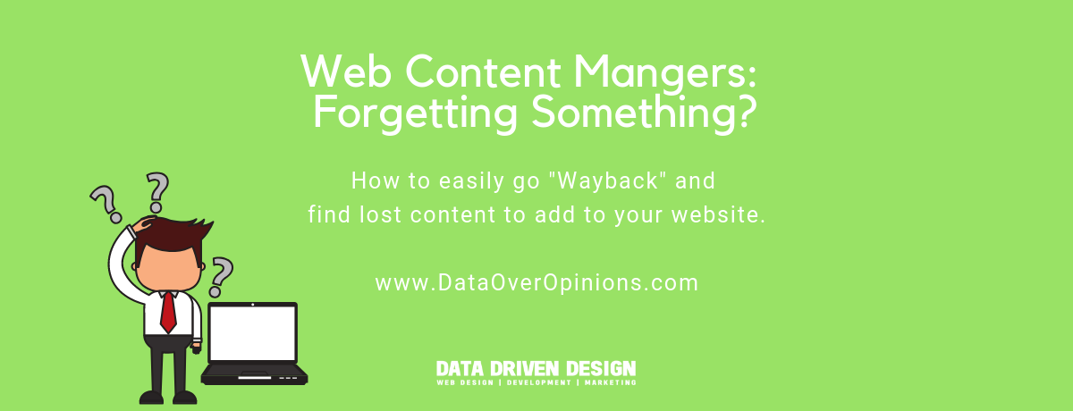 Forgetting Something How Web Content Managers Can Go Wayback And Restore Lost Content By Paul Hickey Medium Forgetting Something How Web Content Managers Can Go Wayback And Restore Lost Content By Paul Hickey Medium