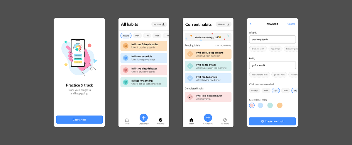 7 UI patterns from designing a habit-tracking app — a case study | by ...