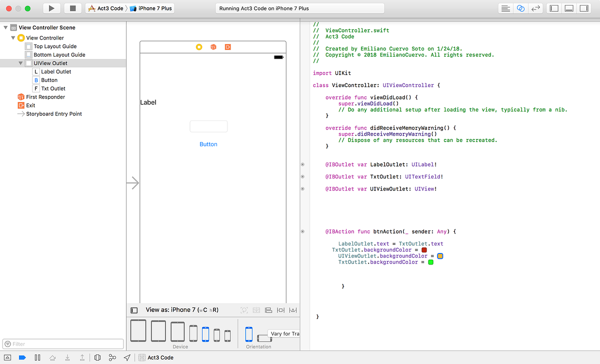 Color act XCODE. Activity in class by Emiliano Cuervo Soto Medium