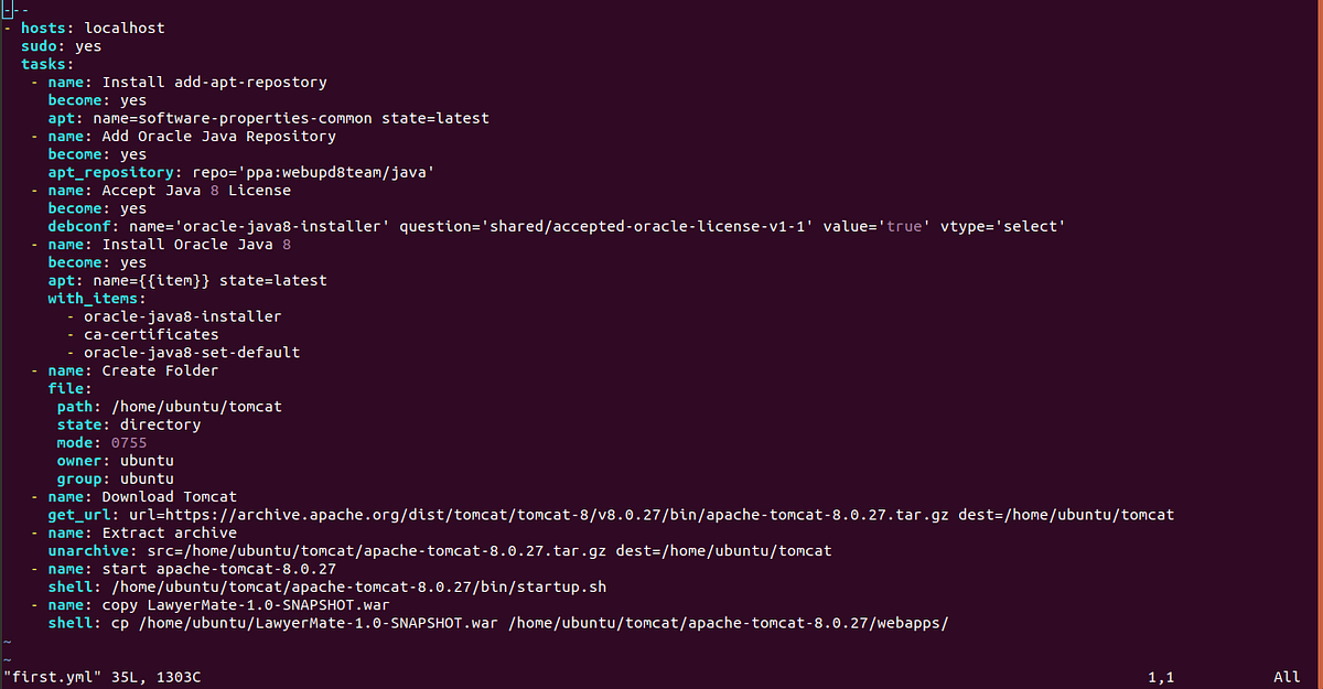 Ansible Playbook To Install Tomcat And Run Application On Ubuntu 16 04 