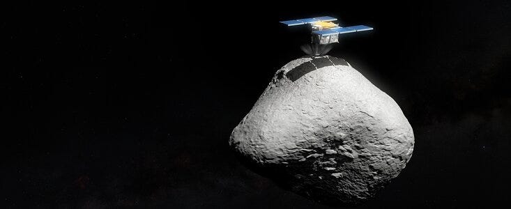 An artist’s illustration of the planned landing of JAXA’s Hayabusa2 spacecraft of on the dark comet’ labeled 1998 KY26. (Image credit: Kommesser/ESO)