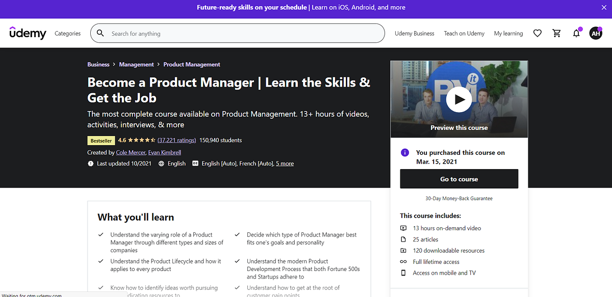 5 best product management courses by Startup and Leadership handbook