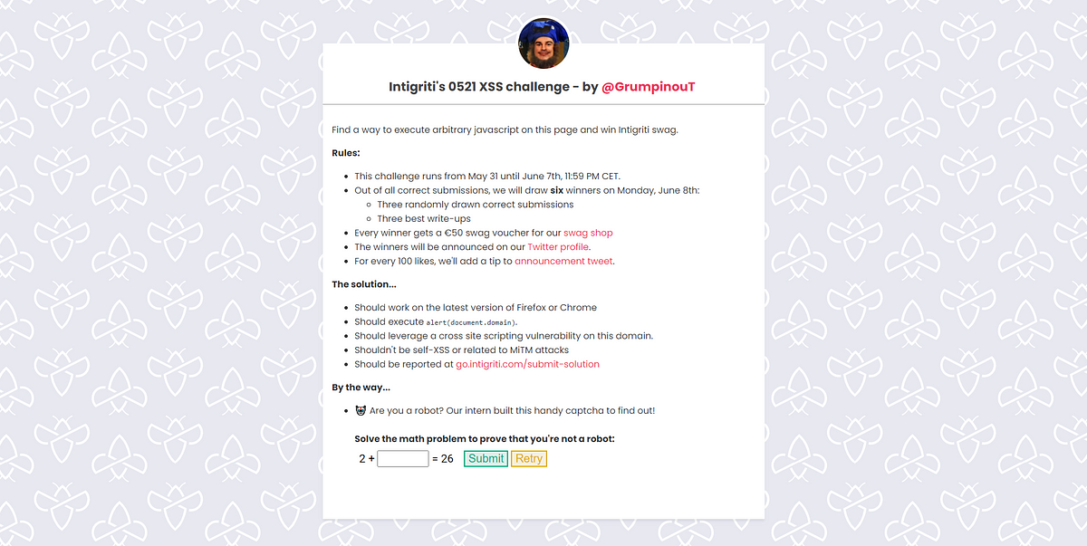 Solution and explanation of tips for Intigriti’s 0521 XSS challenge — by @GrumpinouT