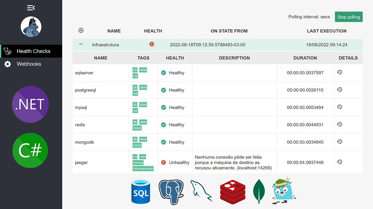 6 + Health Checks implementando um dashboard de monitoramento