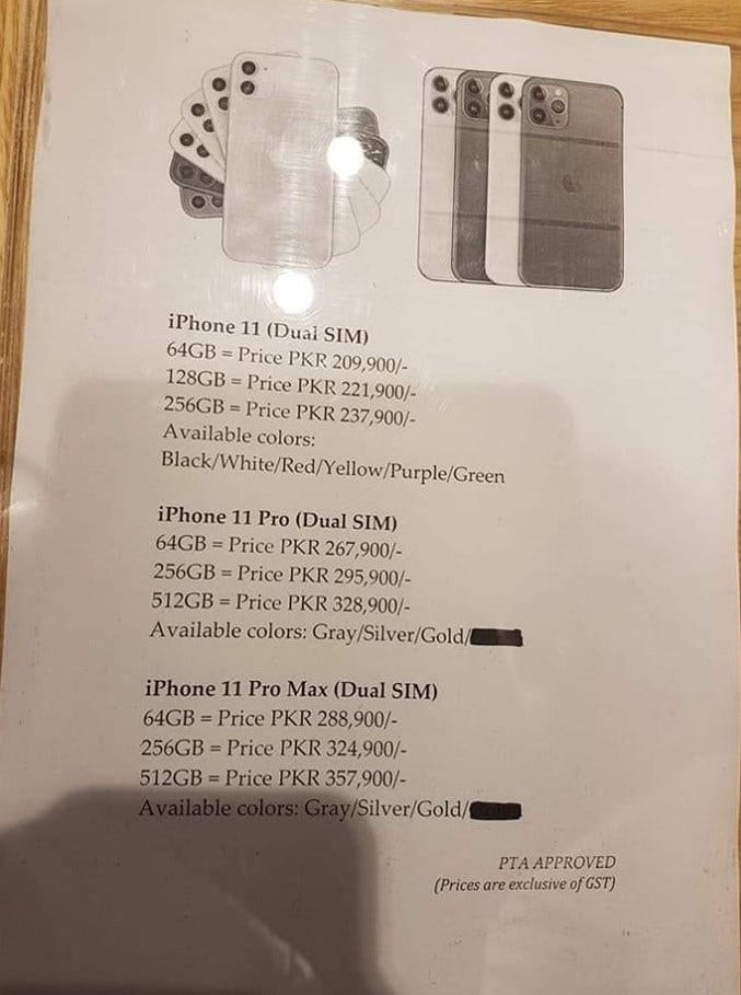 Price Of Pta Approved Iphone 11 Pro And Pro Max For Pakistan Revealed By Yasir Javaed Medium
