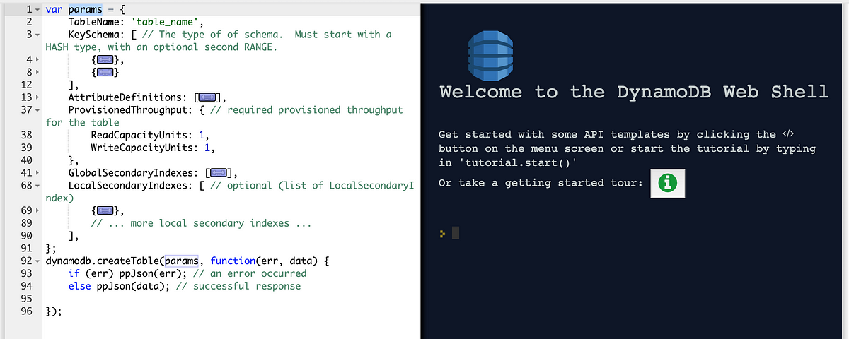 get schema from local dynamodb get schema from local dynamodb