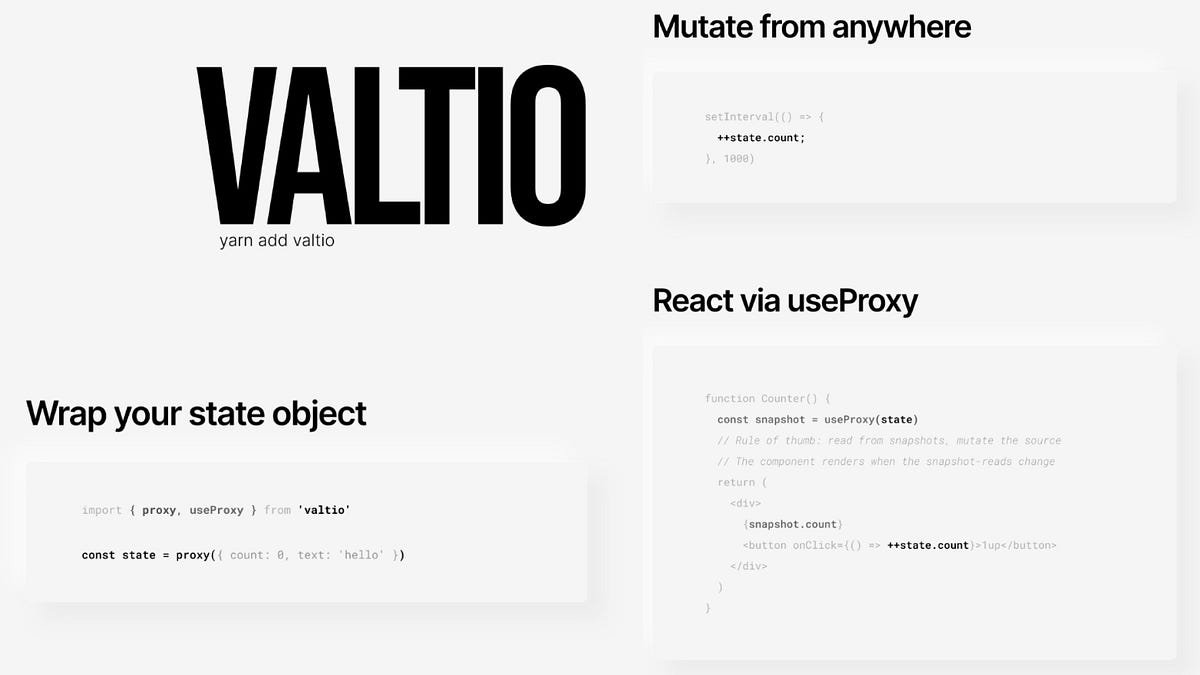 Valtio — The Most Minimal Proxy State Possible in React