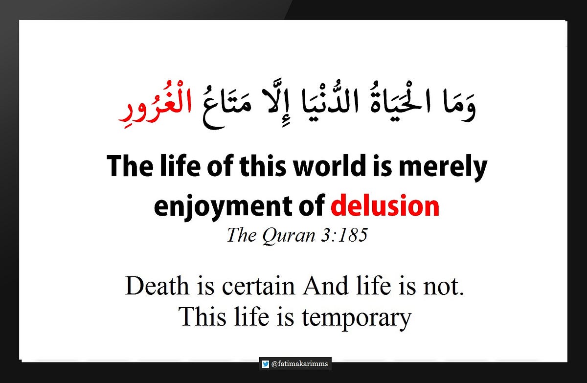 The Life Of This World Is Merely Enjoyment Of Delusion By Fatima Karim Medium The Life Of This World Is Merely Enjoyment Of Delusion By Fatima Karim Medium