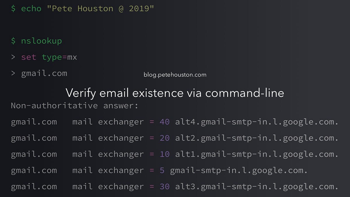 Verify Email Existence Via Command Line By Pete Houston Faun Medium Verify Email Existence Via Command Line By Pete Houston Faun Medium