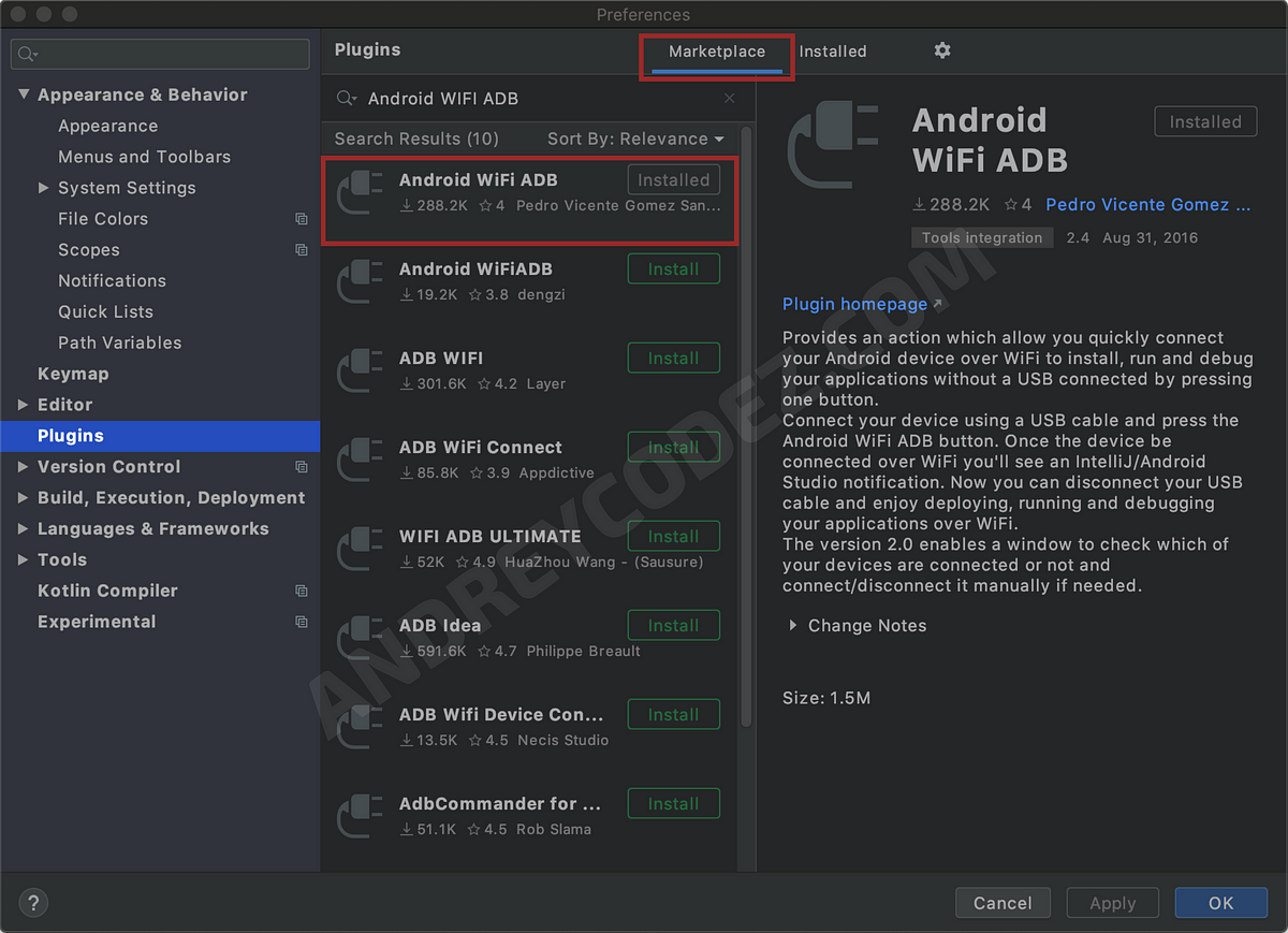 install android studio apps on device