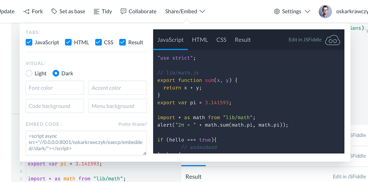 New JSFiddle embeds. New embeds have landed and a lot of… | by Oskar ...