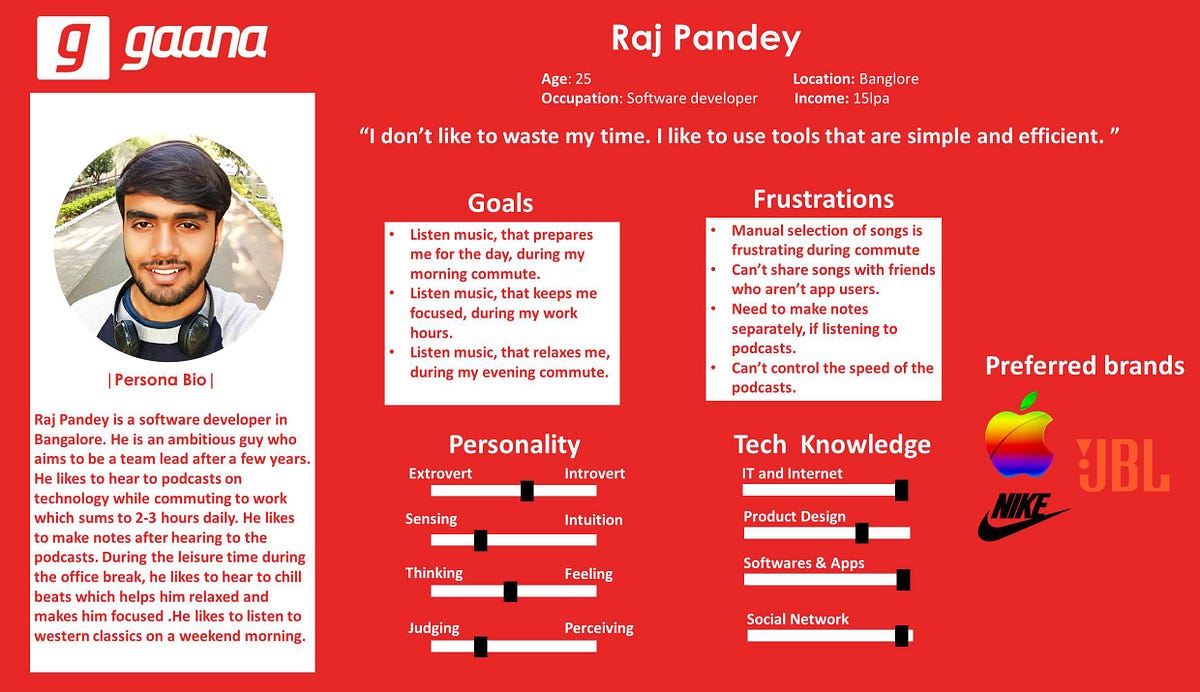 My thought process on building user personas for Music Streaming