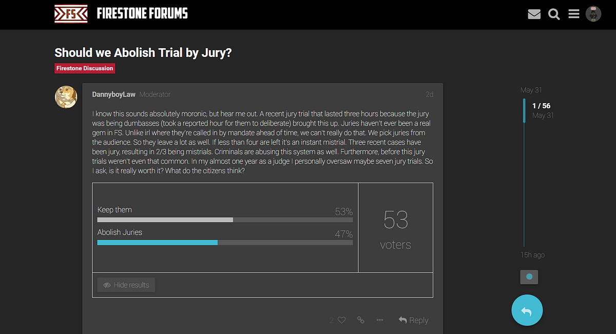 Trials Without Jury Recently Associate Justice Dannyboylaw By The Firestone Times Medium - roblox firestone forums
