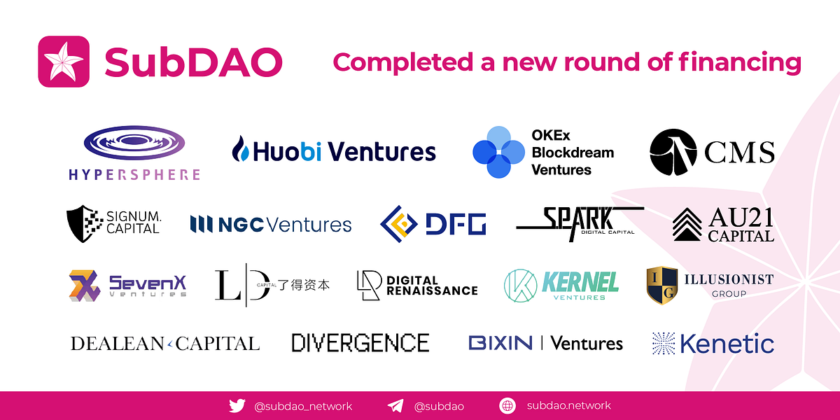 SubDAO Completed a New Roud of Financing, Involving Dozens of Investment Institutions and…