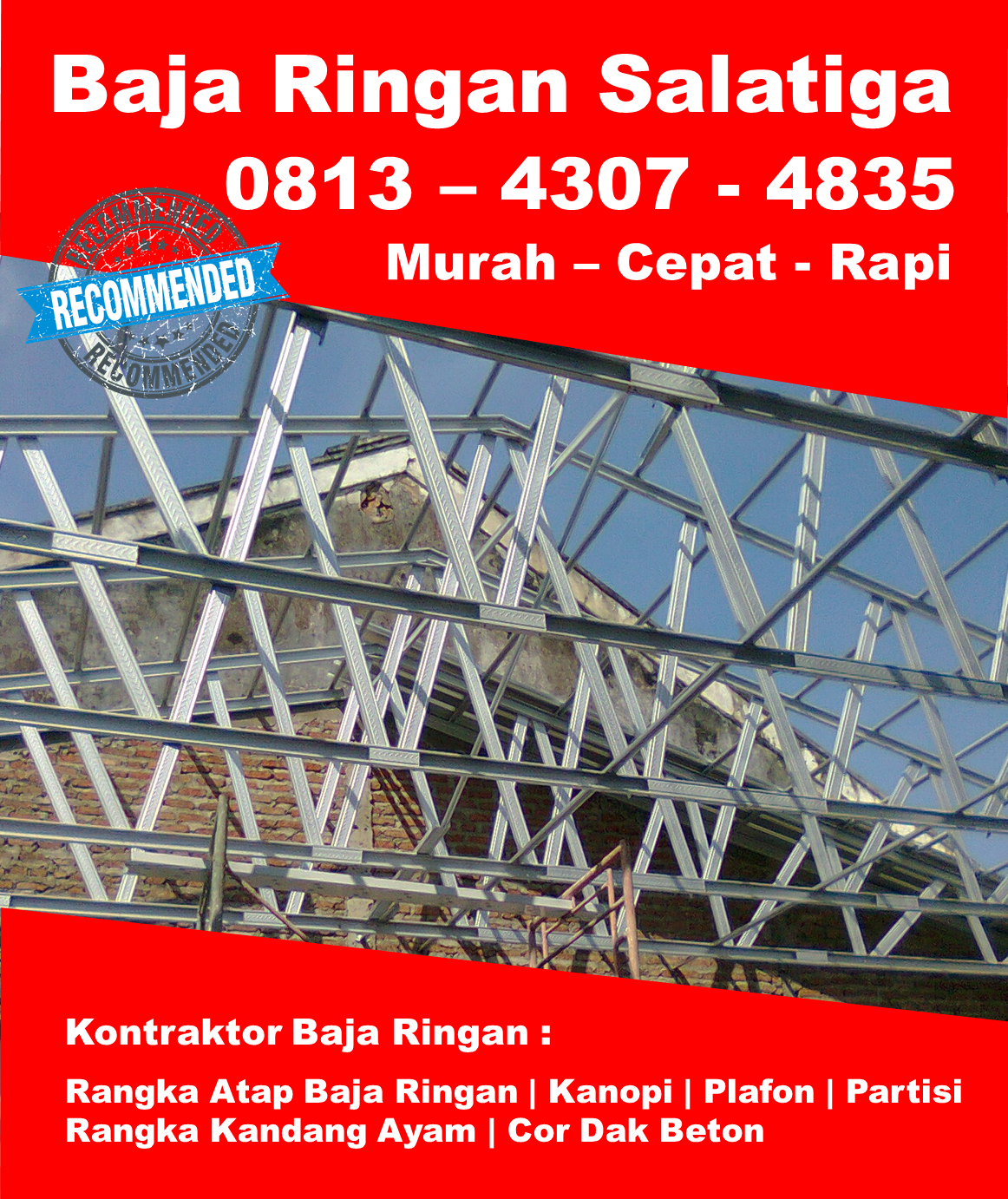Terpercaya 0813 4307 4835 Harga Baja Ringan Untuk Garasi Salatiga Harga Baja Ringan Terbaru Salatiga By Jasa Kontraktor Baja Ringan Salatiga Terpercaya Medium