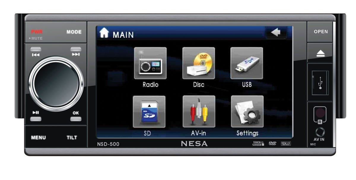 Wide Single Din Oversized Touch Screen Monitor w/ builtin DVD/AM/FM
