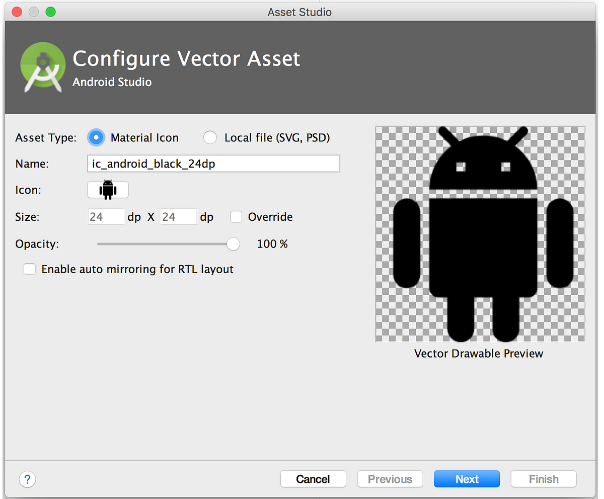 add custom icon android studio