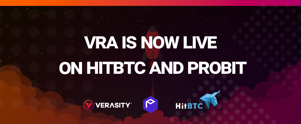 Vra Now Live On Hitbtc And Probit Verasity Medium - 