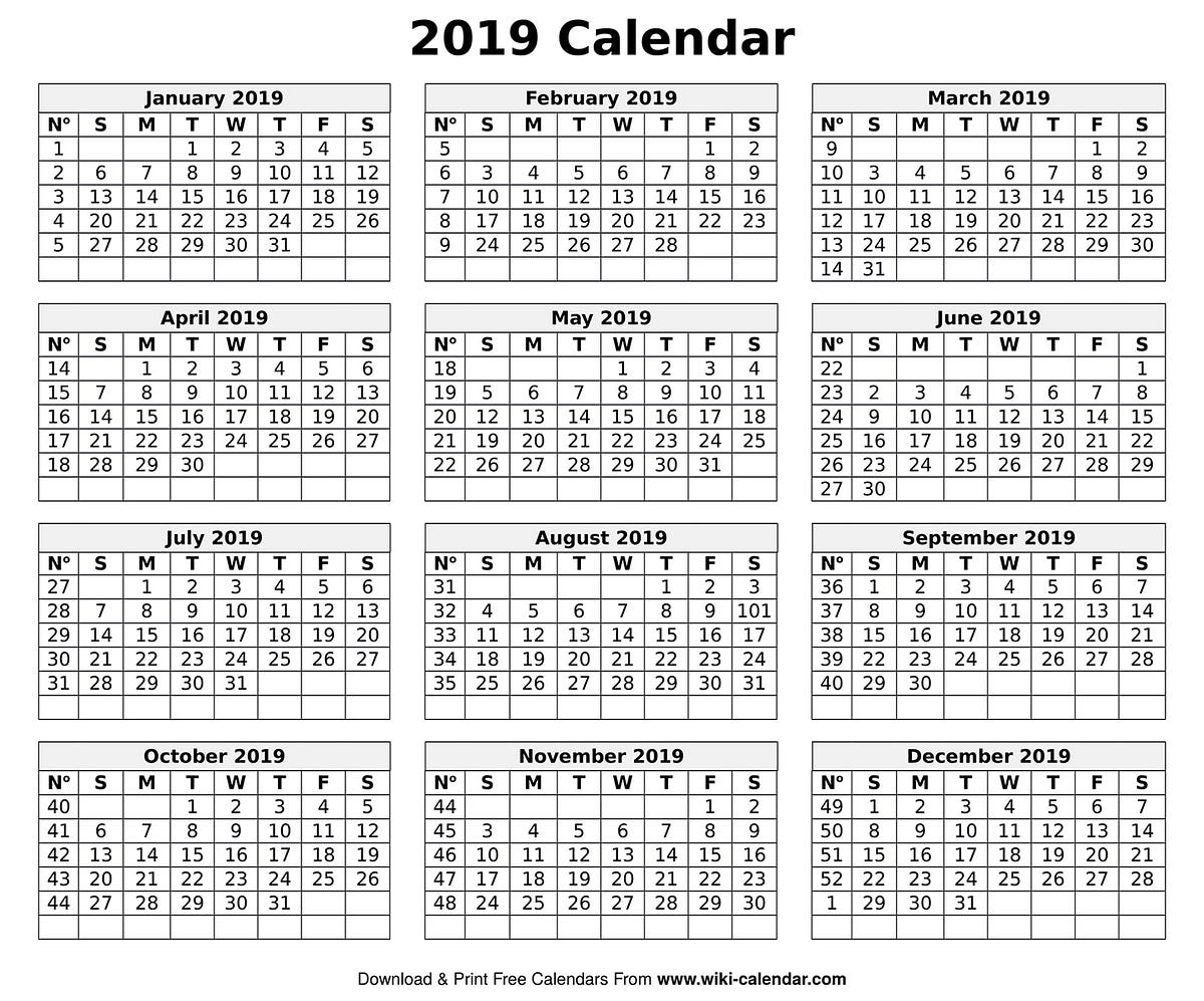 19 Calendar A Free Printable 19 Calendar Can Be By Wiki Calendar Medium