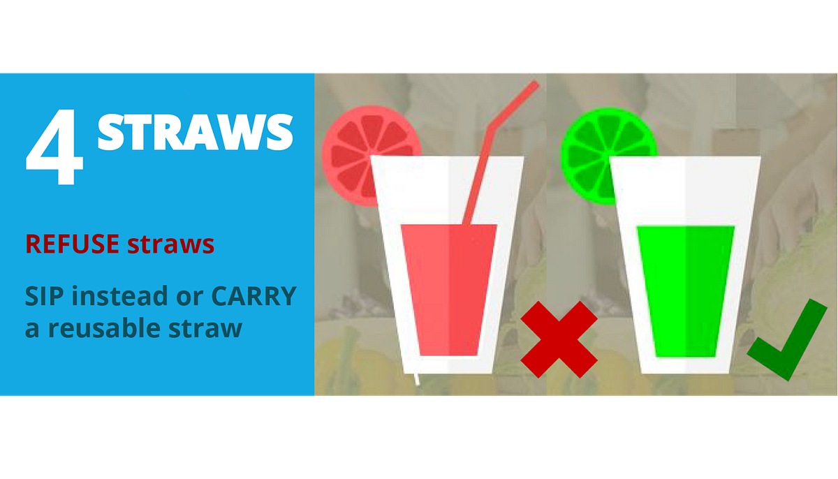 WEEK 4 STRAWS. REFUSE straws. SIP instead or CARRY a… by Meghna