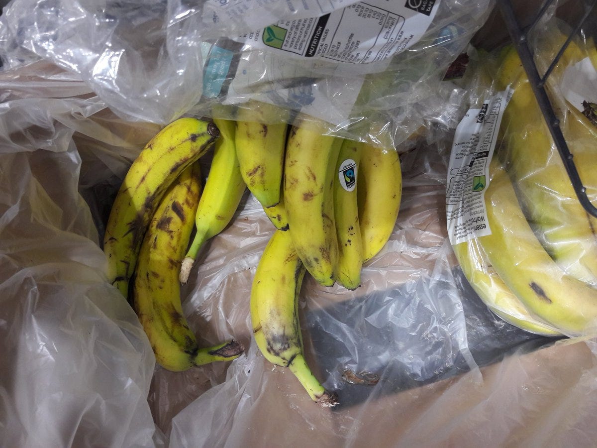 Bananas rotting on the shelves in Waitrose by Keith Parkins Light