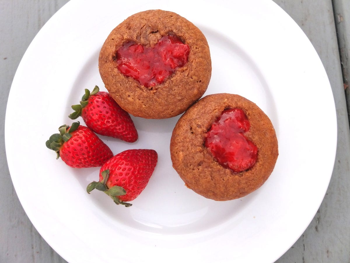 Banana Bread Strawberry Jam Muffins Baking in Black and White Medium