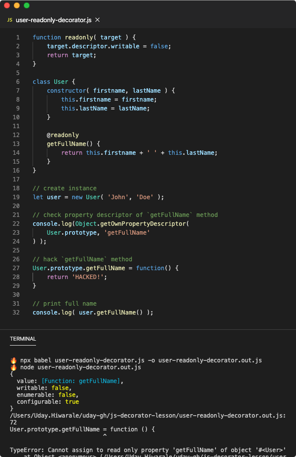 A minimal guide to JavaScript (ECMAScript) Decorators and Property