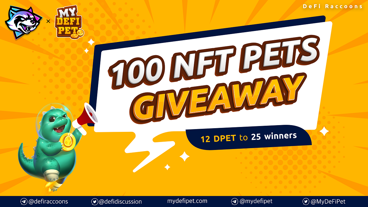 DeFi Raccoons x My DeFi Pet — 100 NFT Pets Giveaway 🐉 by DeFi