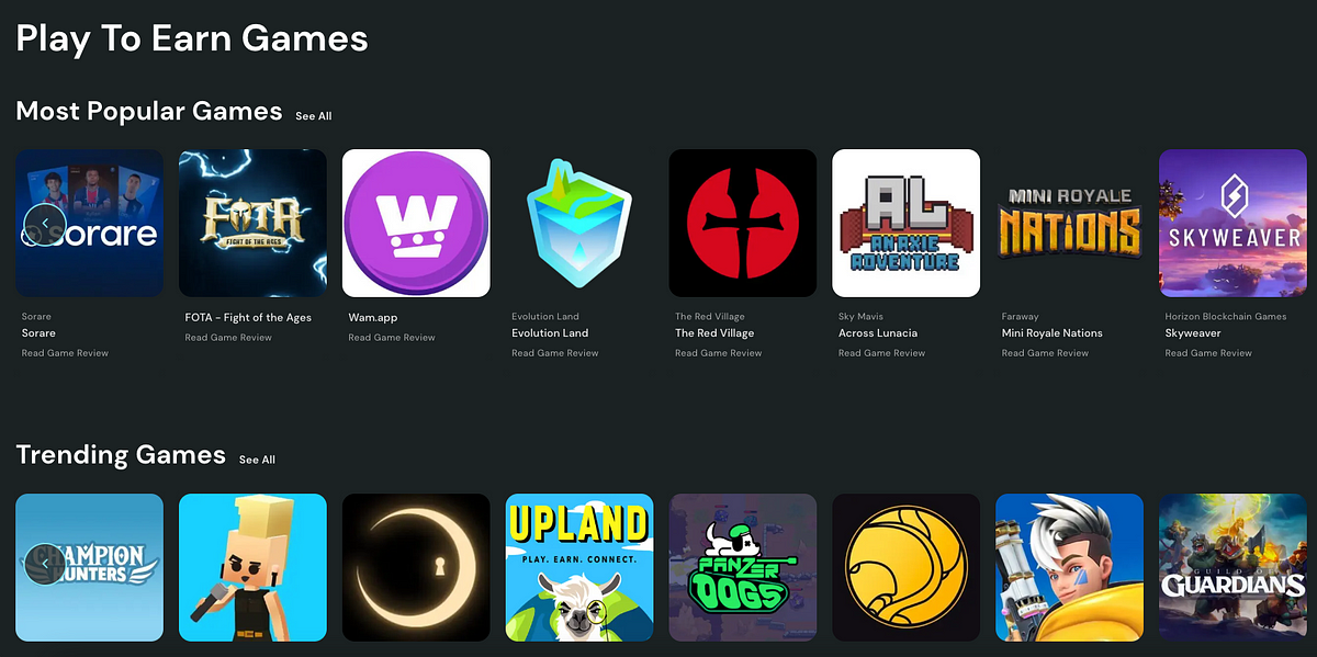 P2E Games — A Complete List of the Top 500 P2E Games by PlaytoEarn