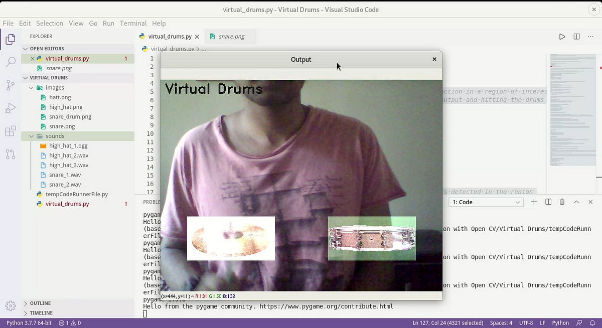 Virtual Drum Set using OpenCV