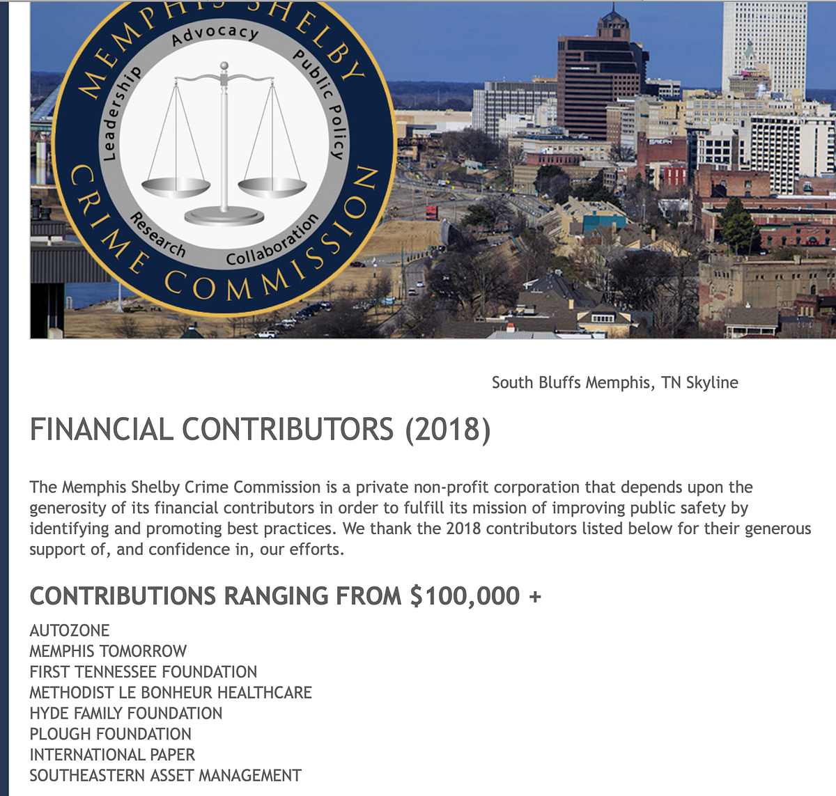 Autozone Methodist And Memphis Tomorrow Among Crime Commission S