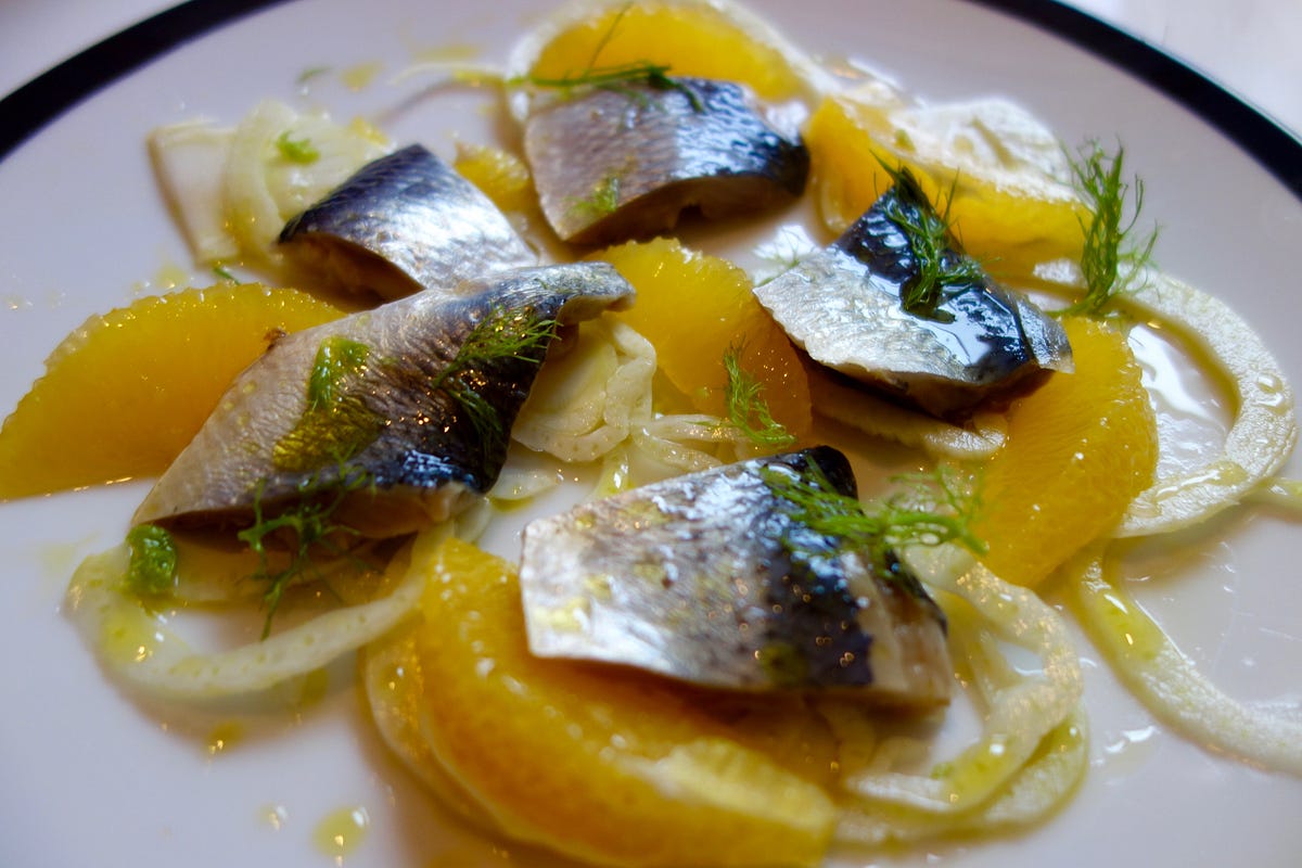 Summer Salad of cured Herring, shaved Fennel & Orange by