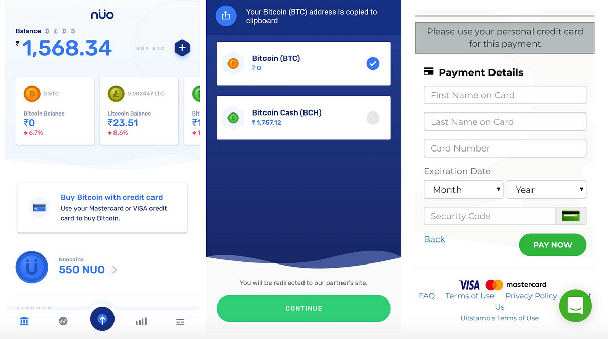 Step-by-Step Guide to buy Bitcoin with your Credit Card | by Siddharth  Verma | Nuo Network | Medium