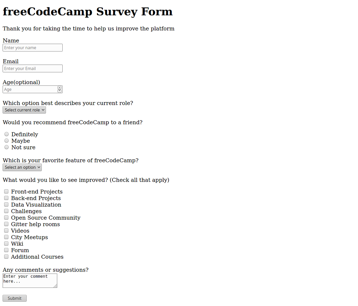 Survey Form Part 1 (HTML). Next up is recreating a survey form… | by ...