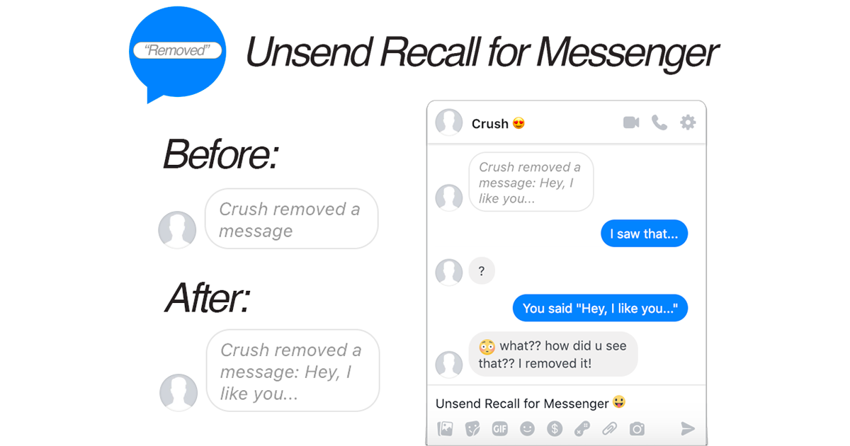 Unsend Recall for Messenger — Recalling removed messages in Facebook  Messenger | by Alec Garcia | Medium