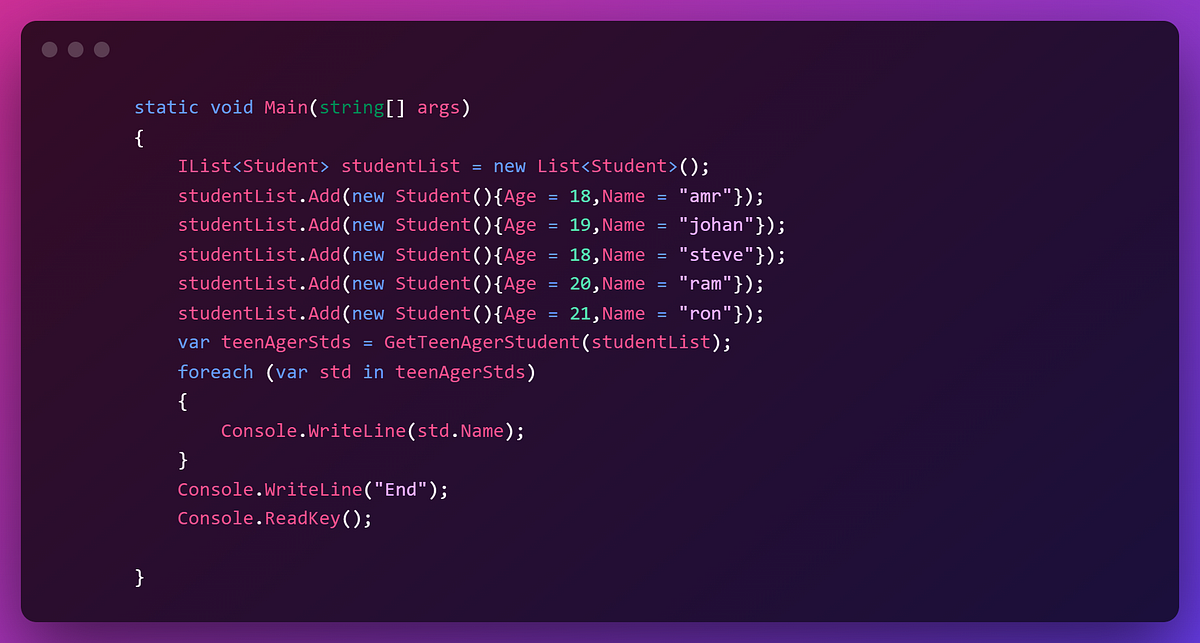 Using yield keyword to write better code in c by Amrelsher Medium