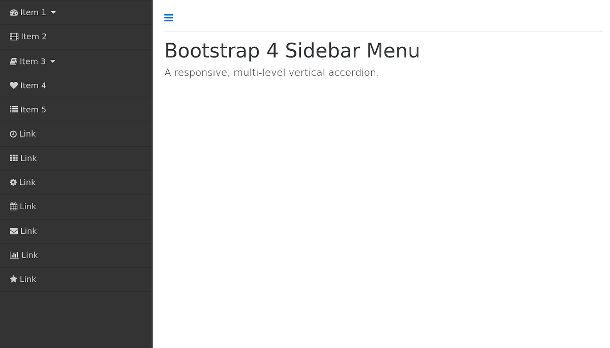Bootstrap sidebar menu with submenu on hover