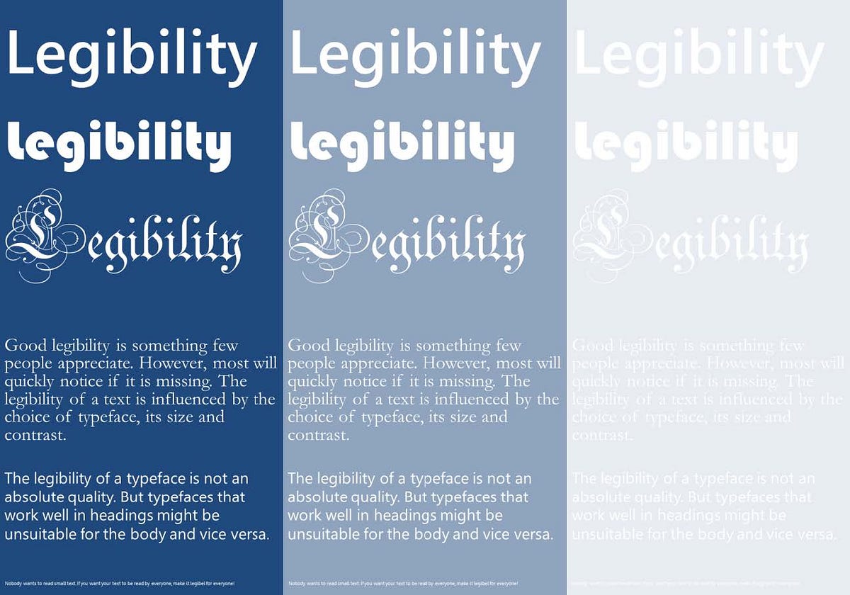 Legibility: how to make text convenient to read | by Jurek Breuninger | UX  Collective
