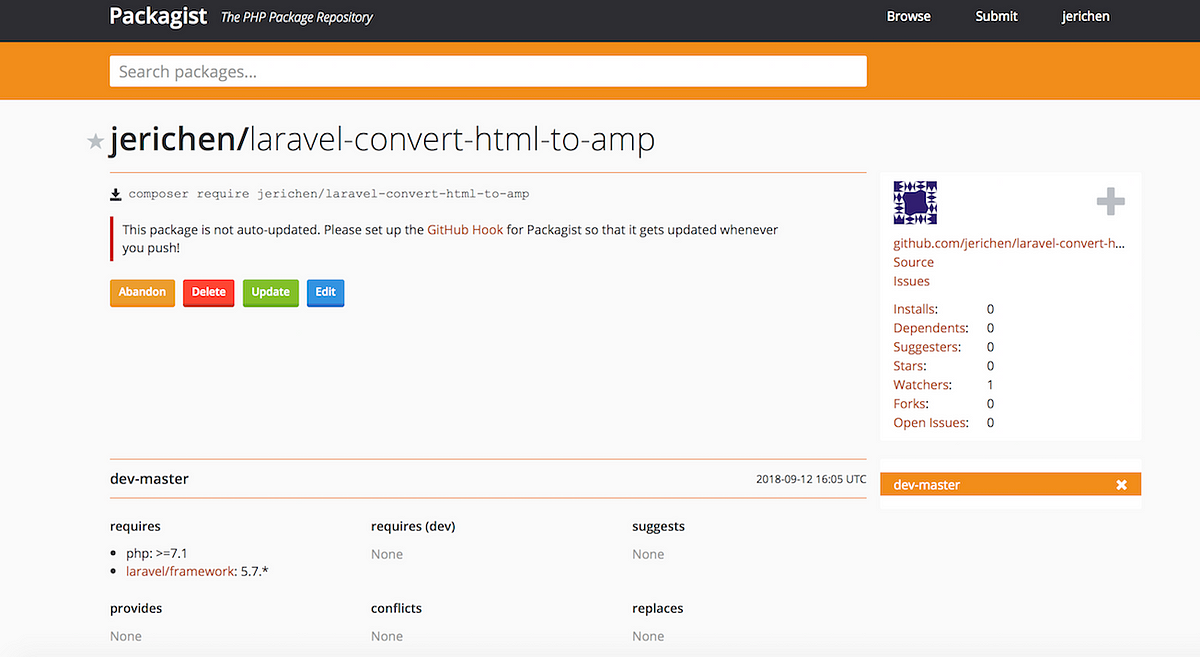 Laravel 5.7] 第一個package. laravel-package-convert-html-amp | by Jeri Chen |  Medium