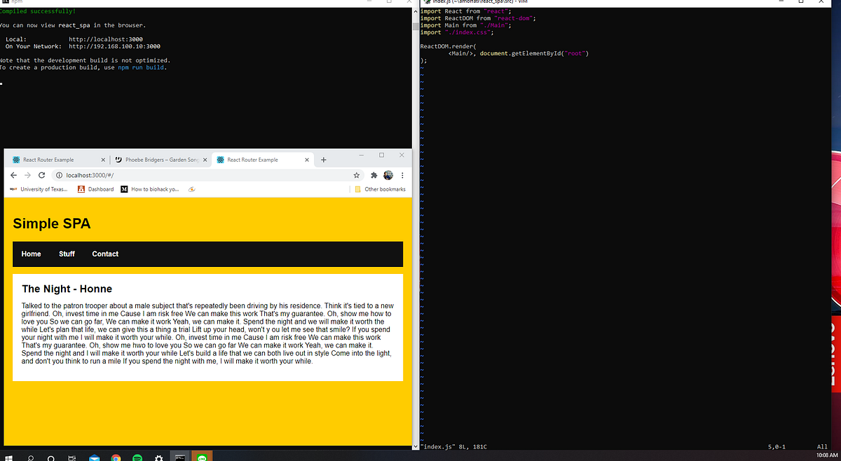  100DaysOfCode Day 37 Single Page Application In React js By Richard 