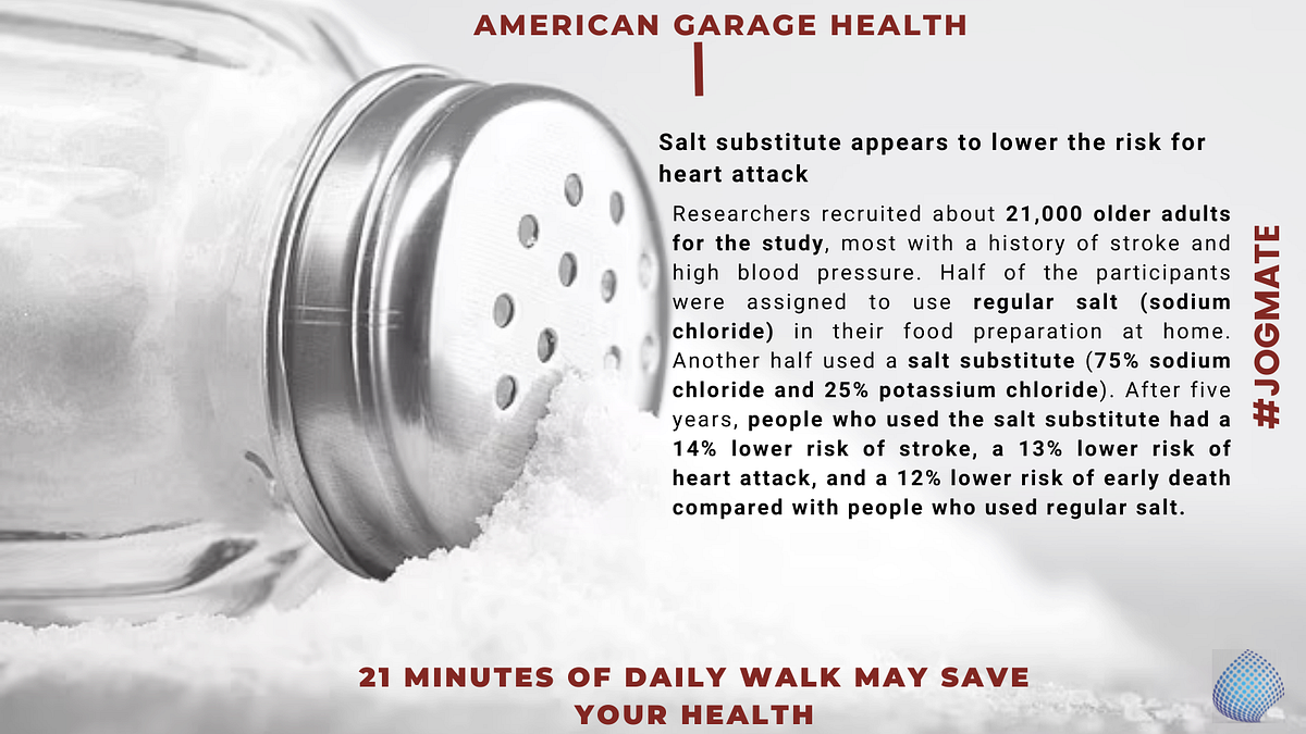 A large 5Year study reported that using a salt substitute lowers the