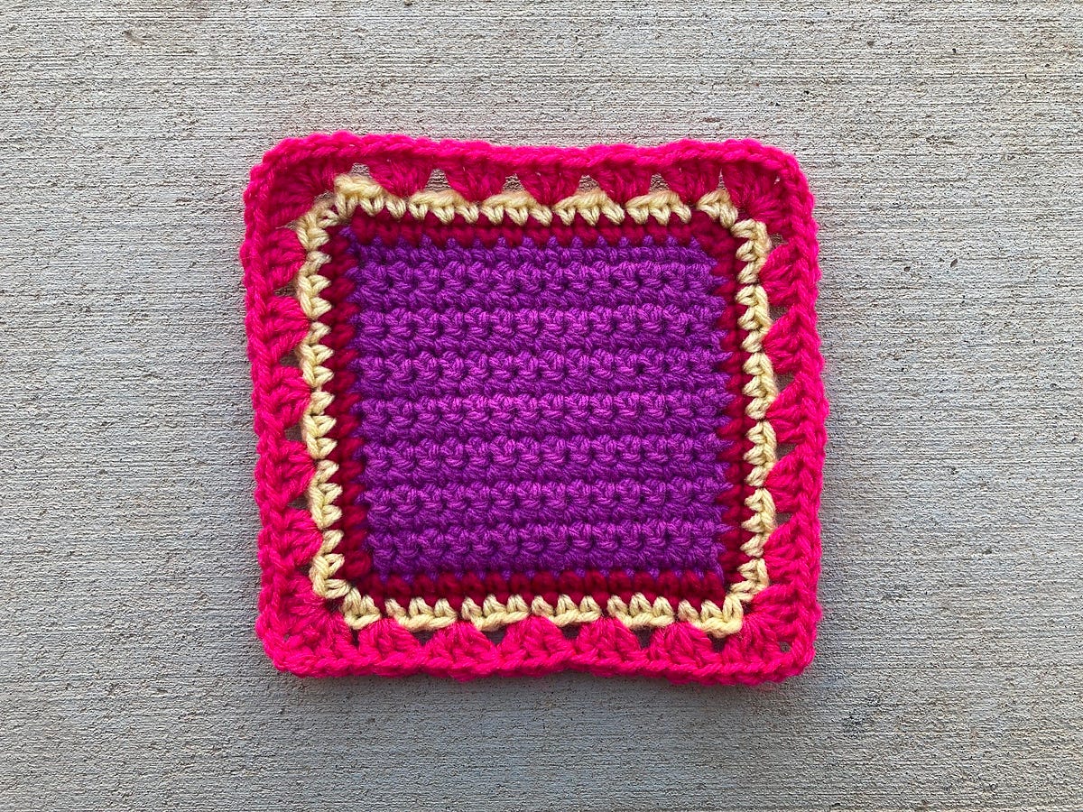Crochet Square D-2. How to make a single crochet square… | by Leslie