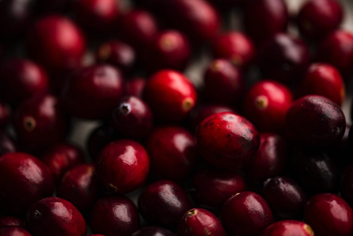 a closeup photo of fresh cranberries