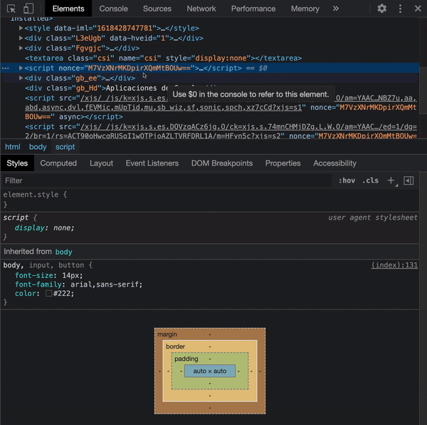 Clip about using CSS finder on Dev Tools