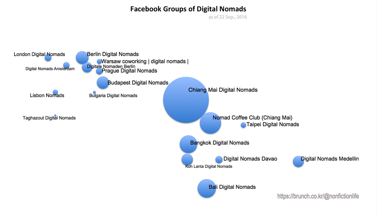 A picture to compare sizes of members of Digital Nomad Facebook Group