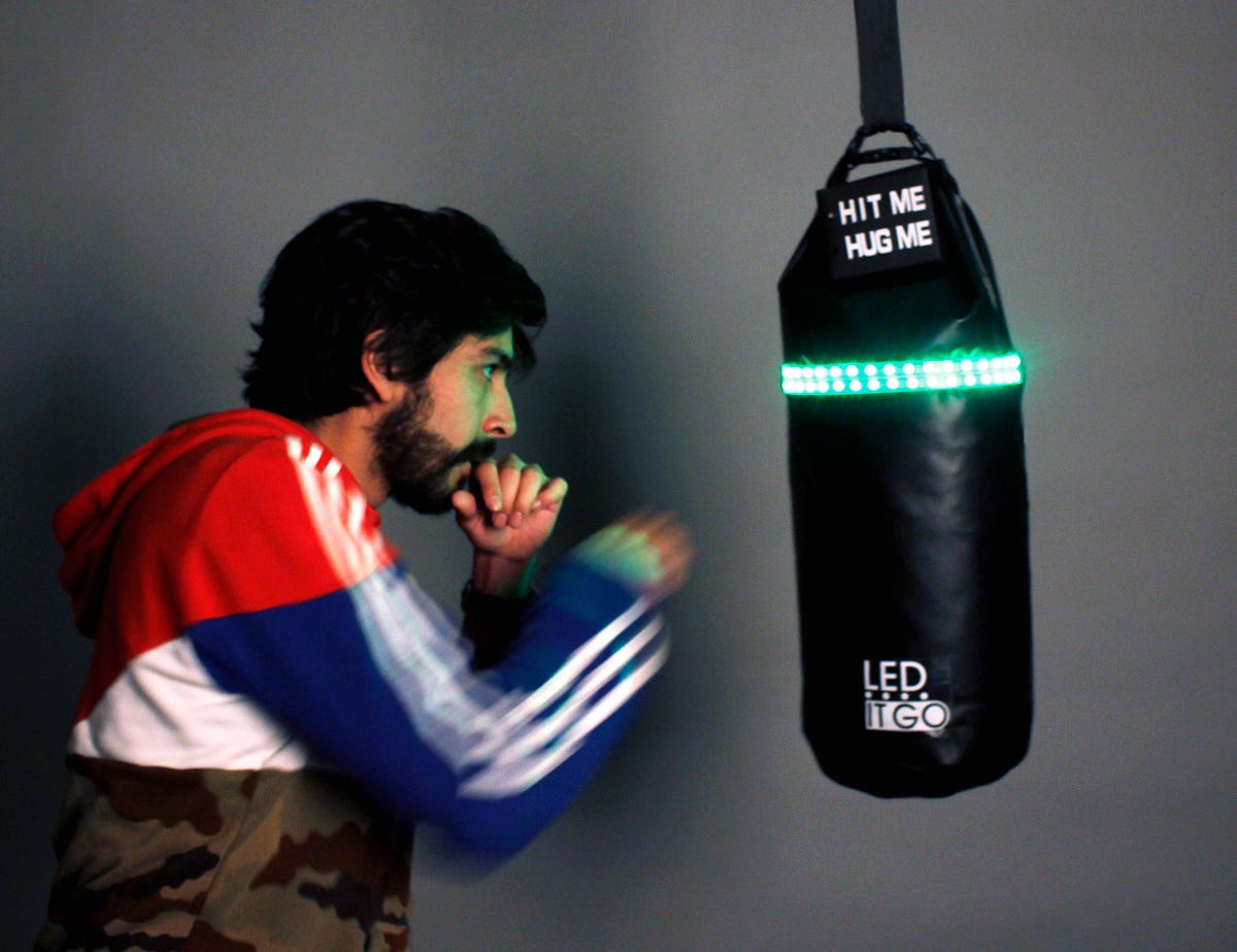 LED it go, an interactive punching bag to relieve your anger by Juan