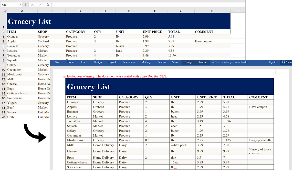 C VB NET How To Convert Excel Data To Word Tables By Alex Stock 