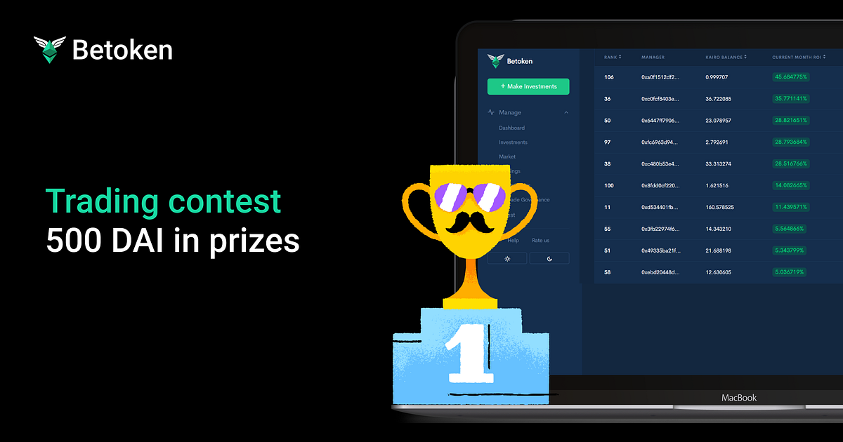 Betoken trading contest 🏆 with 500 DAI in prizes — September 2019