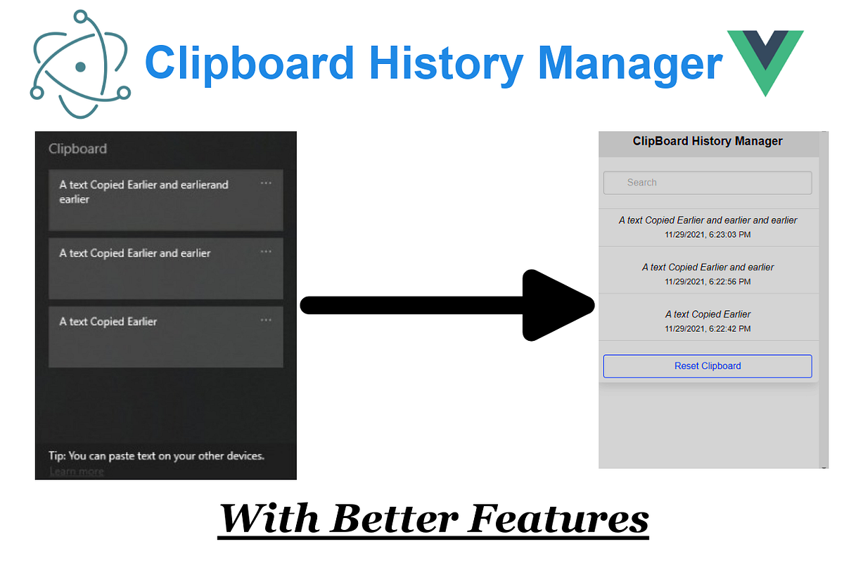 Windows ClipBoard History Clone Using Electron And Vue.js by
