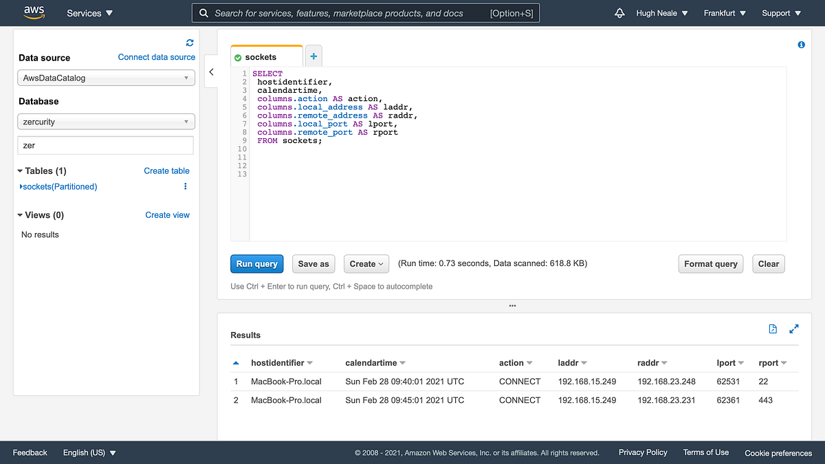 Capturing Osquery query results with AWS Firehose (Kinesis) and AWS